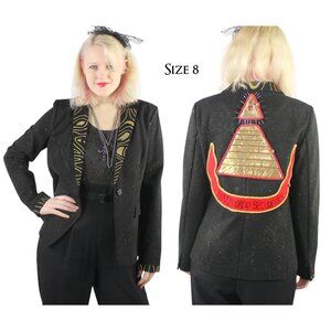 Desperately Seeking 80s Pyramid Style Size 8 Black Glitter Susan Jacket